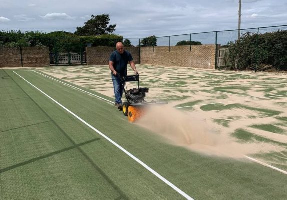 Refurbished tennis court service in Sussex